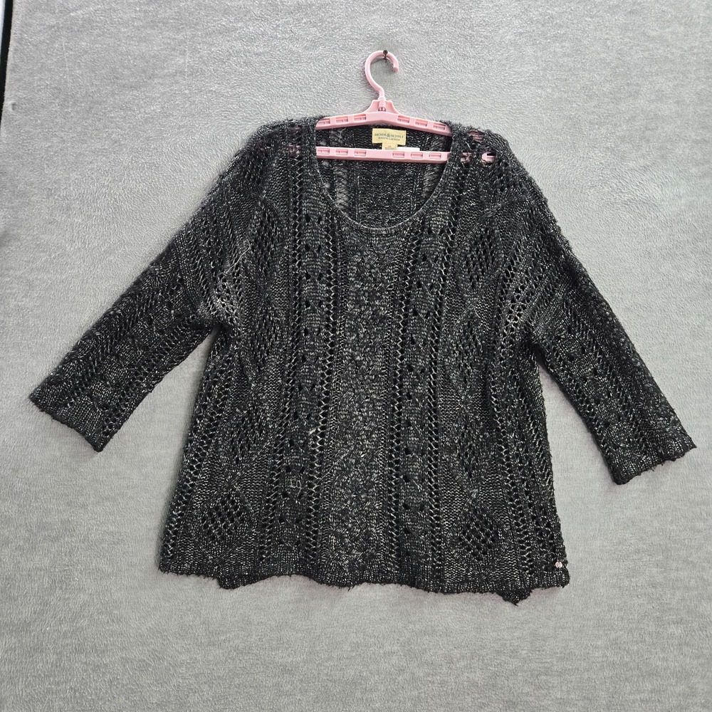Denim‎ & Supply Ralph Lauren Women Sweater Large Gray Open Knit Metallic